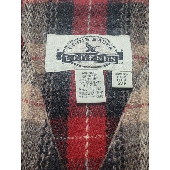 Eddie Bauer Legends Women's Wool Blend Plaid Vest Button Size Small Petite Red - Picture 3 of 6